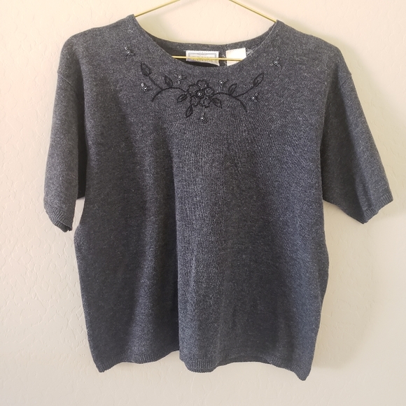 Vintage Erika Studio Short Sleeve Sweater Top L - Picture 1 of 7